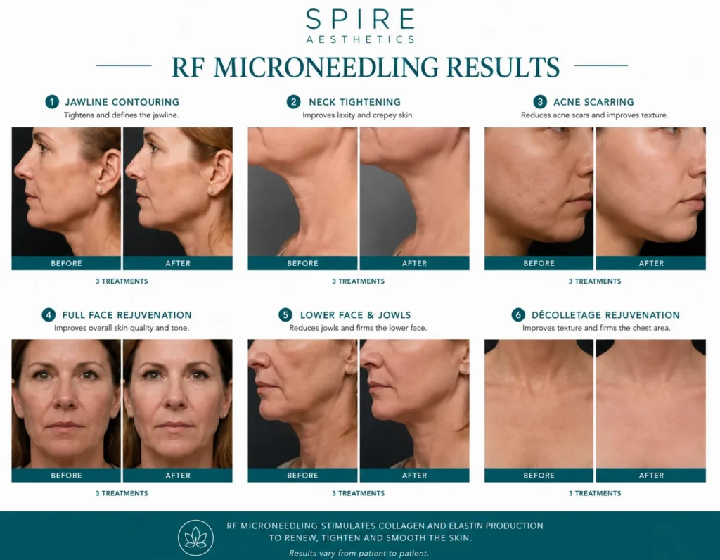 RF Microneedling Skin tightening Greenhead results